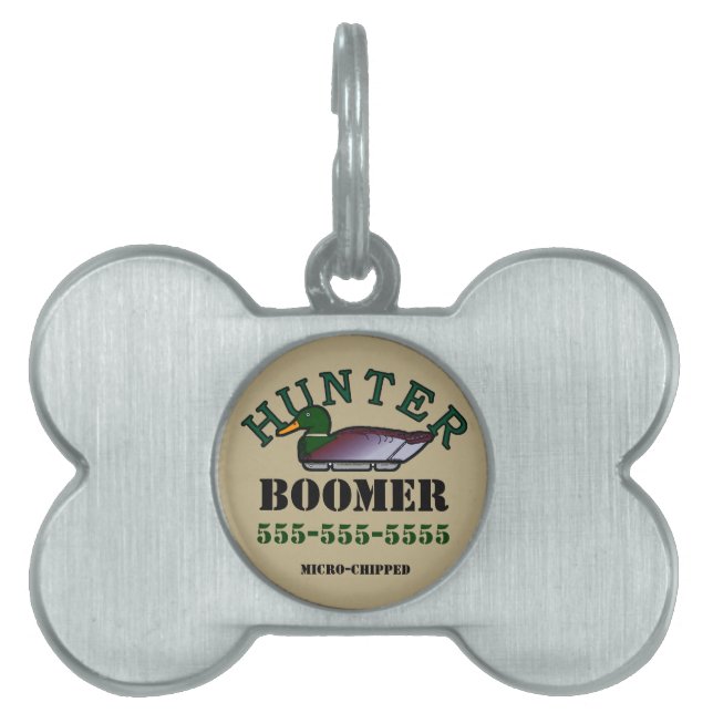 Placa Para Mascotas Perro Pato Hunter (Frente)