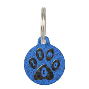 Placa Para Mascotas Perro Paws Black & White Polka Dot (Punto de polka