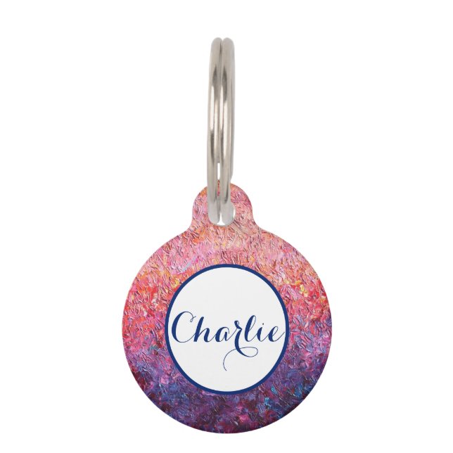 Placa Para Mascotas Perro perdido personalizado rosa (Anverso)