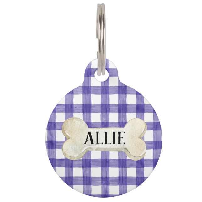 Placa Para Mascotas Perro personalizado con Bonito morado (Anverso)