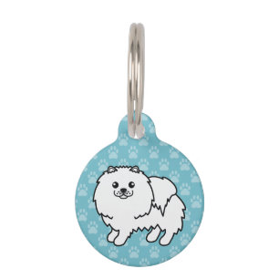 Placa Para Mascotas Perro Pomerania Blanco Esponjoso E Info De Mascota