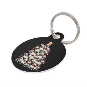 Placa Para Mascotas Perro Pug árbol de Navidad Navidades lindas Perros