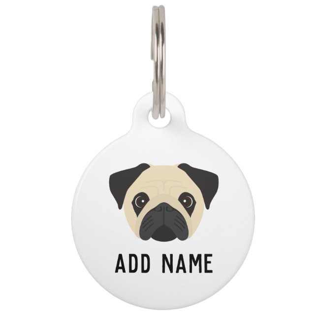 Placa Para Mascotas Perro Pug de color Fawn (Anverso)