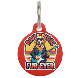 Placa Para Mascotas Perro Retriever Dorado Fur-Ever Rock and Roll