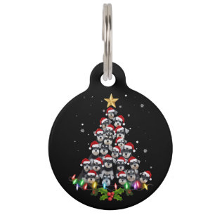 Placa Para Mascotas Perro Schnauzer de Navidad Árbol Xmas Mascota Anim