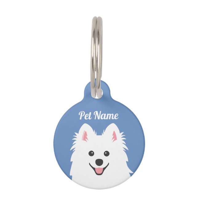 Placa Para Mascotas Perro Spitz Japonés Con Nombre Personalizable (Anverso)