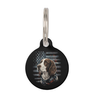 Placa Para Mascotas Perro Springer Spaniel Bandera Americana