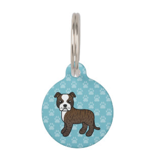 Placa Para Mascotas Perro Staffordshire Bull Terrier de color atigrado