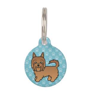 Placa Para Mascotas Perro Terrier Australiano Rojo y nombre y número d