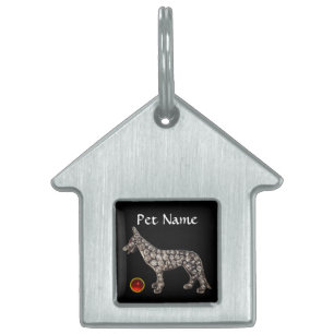 Placa Para Mascotas PERRO VICTORIANO RETRATA A Pastor Alemán