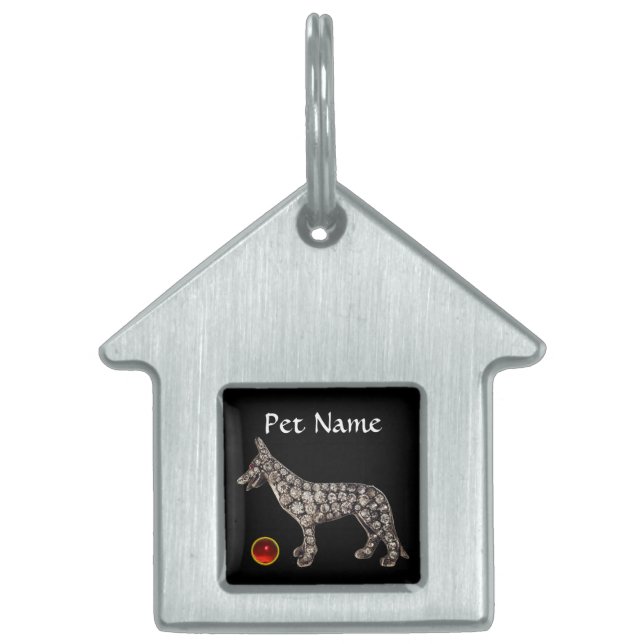 Placa Para Mascotas PERRO VICTORIANO RETRATA A Pastor Alemán (Frente)