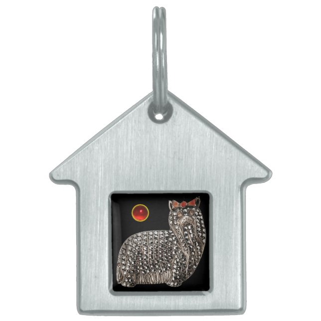 Placa Para Mascotas PERRO VICTORIANO RETRATA Terrier de Yorkshire (Frente)