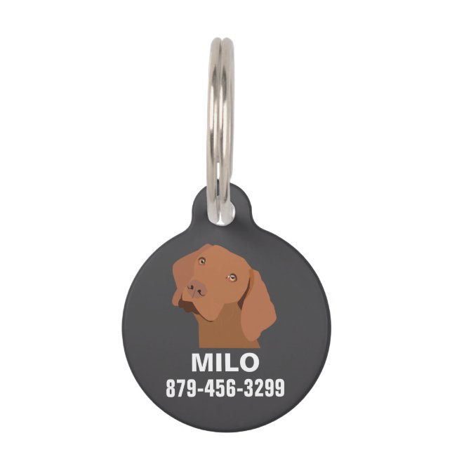 Placa Para Mascotas Perro Vizsla Personalizado (Anverso)