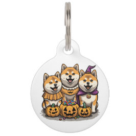 Placa Para Mascotas Perros de Halloween Shiba Inu