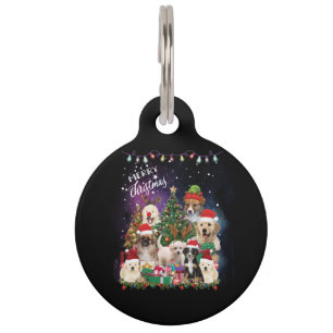 Placa Para Mascotas perros Feliz Navidad Luz