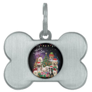 Placa Para Mascotas perros Feliz Navidad Luz