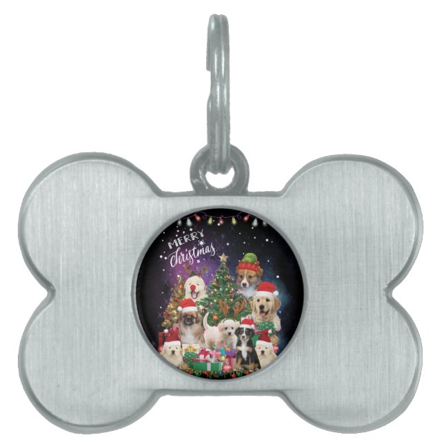 Placa Para Mascotas perros Feliz Navidad Luz (Frente)