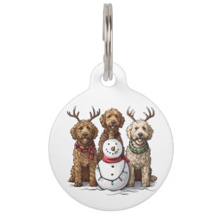 Placa Para Mascotas Perros Goldendoodle de Navidad