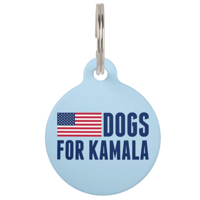 Placa Para Mascotas Perros por la bandera norteamericana Kamala Harris (Anverso)