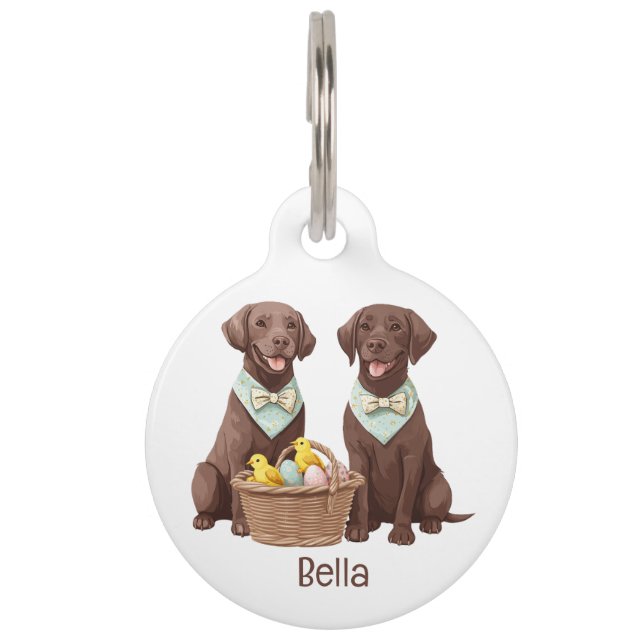 Placa Para Mascotas Perros recuperadores de chocolate de pascua (Anverso)