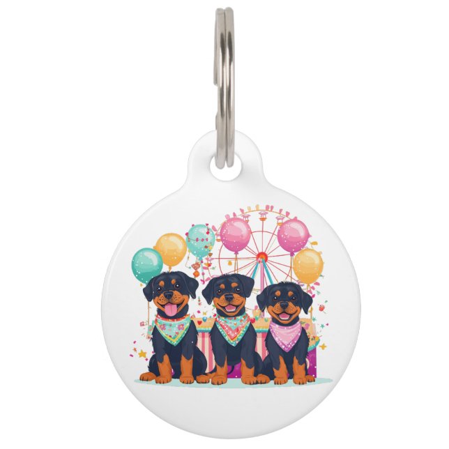 Placa Para Mascotas Perros Rottweiler En Un Carnaval (Anverso)