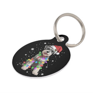 Placa Para Mascotas Perros Schnauzer Árbol Navidad Xmas Mascota Animal