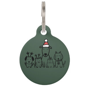 Placa Para Mascotas Perros y gatos de Navidad Renoes Fiesta