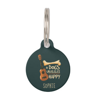 Placa Para Mascotas Perros y Ukuleles Me Hacen Feliz Mascota Personali