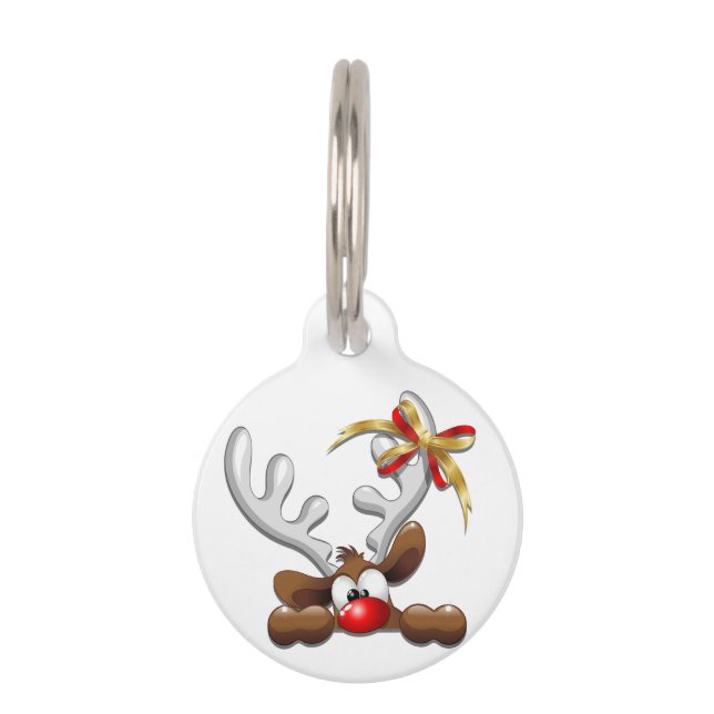 Placa Para Mascotas Personaje de Navidades divertidos y desconcertados (Anverso)