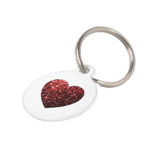 Placa Para Mascotas Personalice el corazón rojo de las chispas del