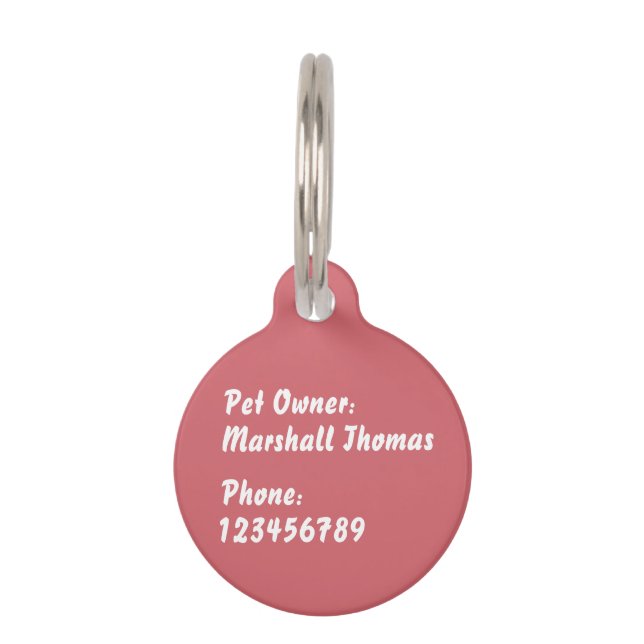 Placa Para Mascotas Personalice su (Reverso)