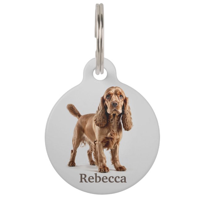 Placa Para Mascotas Personaliza Cocker Spaniel (Anverso)