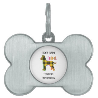 Placa Para Mascotas Personaliza el hueso de perro blanco roto amarillo