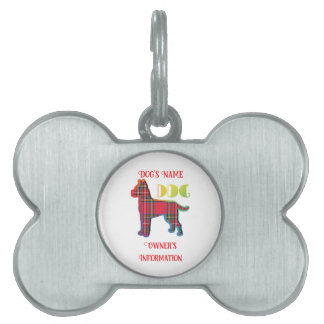Placa Para Mascotas Personaliza el hueso de perro blanco trenzado rojo