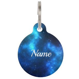 Placa Para Mascotas Personalizable azul de la galaxia