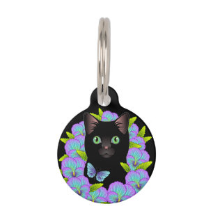 Placa Para Mascotas Personalizable Black Cat Tag - Sweet Kitty Accesor