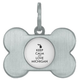 Placa Para Mascotas Personalizable MANTENER CALMA Y AMAR A MICHIGAN