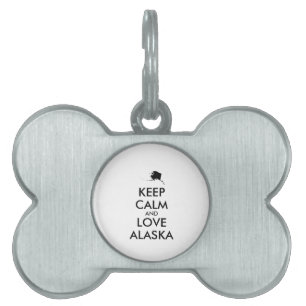 Placa Para Mascotas Personalizable MANTENGA LA CALMA Y AME A ALASKA