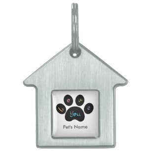 Placa Para Mascotas personalizable "Mascota Paw Print with Love You"