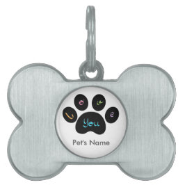 Placa Para Mascotas personalizable "Mascota Paw Print with Love You"