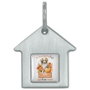 Placa Para Mascotas Personalizable Paw-fect Autumn Dog Latte