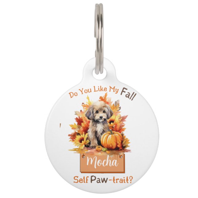 Placa Para Mascotas Personalizable Paw-fecto Perro Otoño Mocha (Anverso)