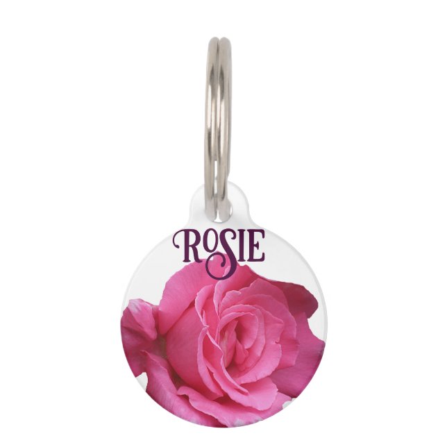 Placa Para Mascotas Personalizable rosa rosa rosa floral Rosie gato no (Anverso)