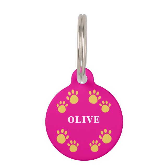 Placa Para Mascotas Personalizable Único, Huellas (Anverso)