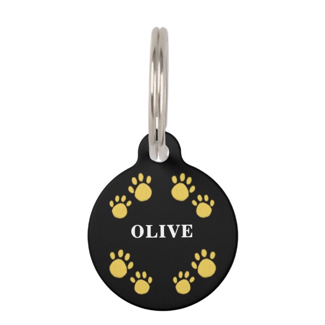 Placa Para Mascotas Personalizable Único, Huellas (Anverso)