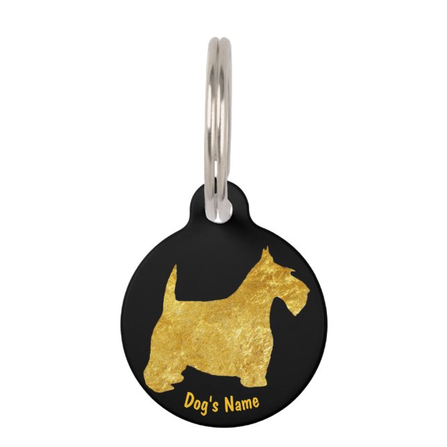 Placa Para Mascotas Personalización de Gold Scottie (Anverso)