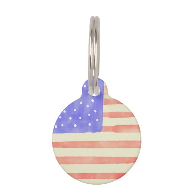 Placa Para Mascotas Personalización de la bandera estadounidense de co (Anverso)