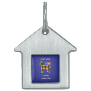 Placa Para Mascotas Personalización de la casa de perro azul profundo 