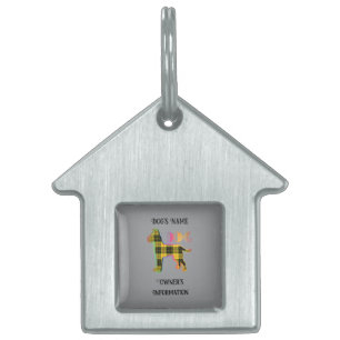 Placa Para Mascotas Personalización de la casa de perro de color gris 
