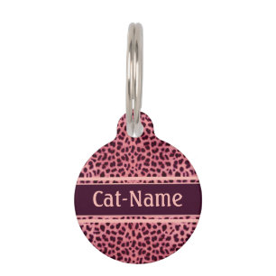 Placa Para Mascotas Personalización de la piel de leopardo rosa
